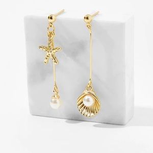 Starfish & Shell Mismatched Drop Earrings